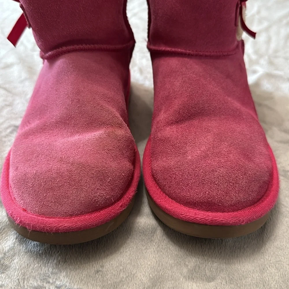Koolaburra by Ugg Girls 3 Suede Victoria Pink Bows‎ Short Boots Warm Winter Kids